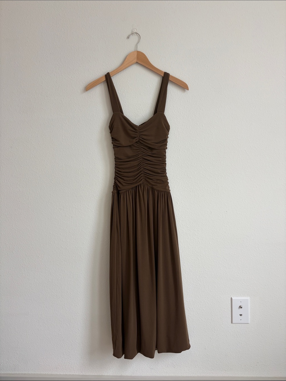 Ruched drop-waist bubble dress in matte jersey